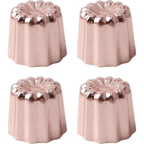 Un juego de 4 moldes de aluminio para canelé, adecuados para hacer muffins, mini-cupcakes y también se pueden utilizar como herramientas para decorar pasteles. (1/4)