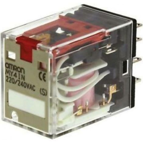 Omron rele' per applicazioni di potenza 4spdt, 5 a/250 vca terminali innesto my4in220240acs-1