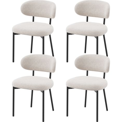 4er-Set Esszimmerstühle mit Rückenlehne und Metallbeinen – moderne gepolsterte Stoffstühle für Küche, Esszimmer oder Wohnzimmer, Beige (1/5)