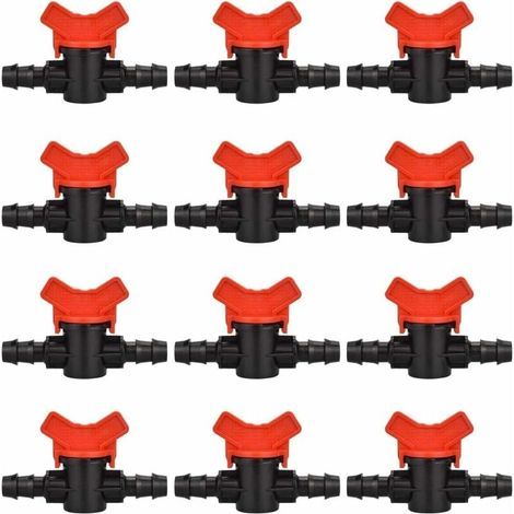12-teiliges Gartenschlauch-Absperrventil-Set (16 mm), Kunststoff-Absperrventil für die Gartenbewässerung (Schwarz + Rot) – LIAIKI (1/5)