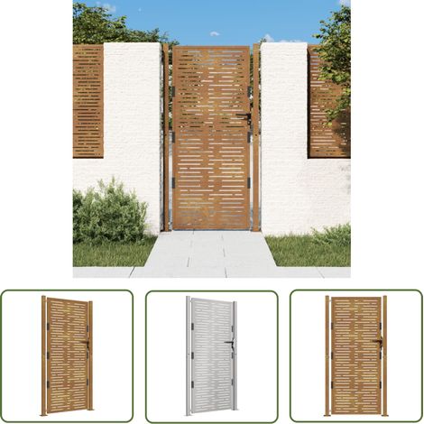 The Living Store Portail de jardin 105x180 cm acier corten conception de carré - Portail De Jardin - Portillon - Clôture - Porte De Sécurité - Acier Corten (1/5)