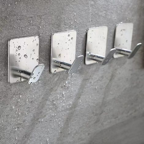 6 ganci adesivi, ganci adesivi da parete per bagno, appendino per asciugamani da cucina, appendiquadri senza forare, ganci autoadesivi in acciaio inox, argento (1/3)