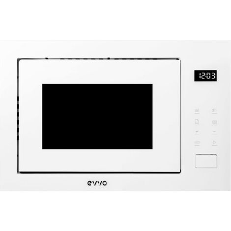 EVVO Microondas Integrable Mi45 Glass Wh - Horno Microondas Grill, 1200W, 25L Capacidad, 8 Funciones, Acero Inoxidable, Display (1/5)