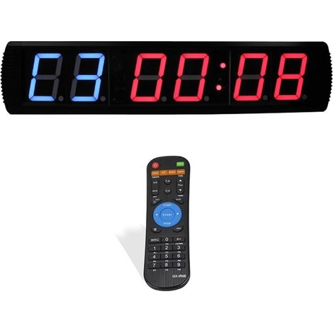 Grande horloge LED numérique surdimensionnée 4 pouces Programmable Led Interval Timer Countdown Clock Chronomètre for Indoor Gym Fitness Sport Étagère ou support mural ( Color : Blue-remote control , (1/5)
