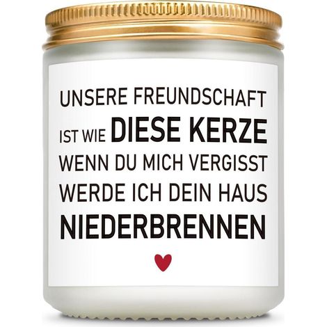 Duftkerze im Glas mit Spruch für beste Freundin, Lavendel, Sojawachs