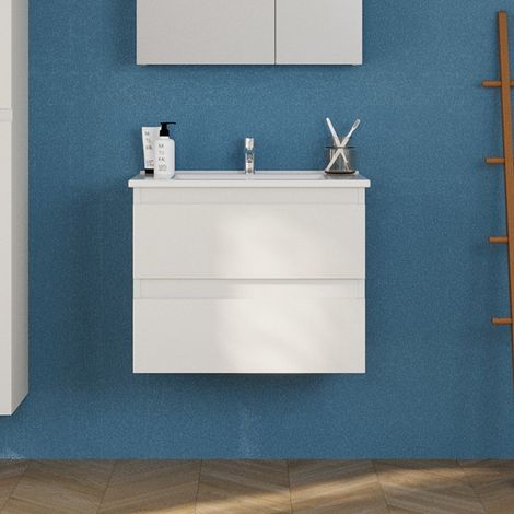 Mobile bagno sospeso 65 cm colore bianco opaco LAC-EOLO-65 kamalu
