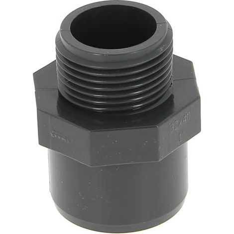 Nicoll – Raccord PVC pression mâle-femelle Ø40-32 – Filetage 1" (26x34) – Pour réseaux d'eau froide sous pression – Norme EN 1452-3