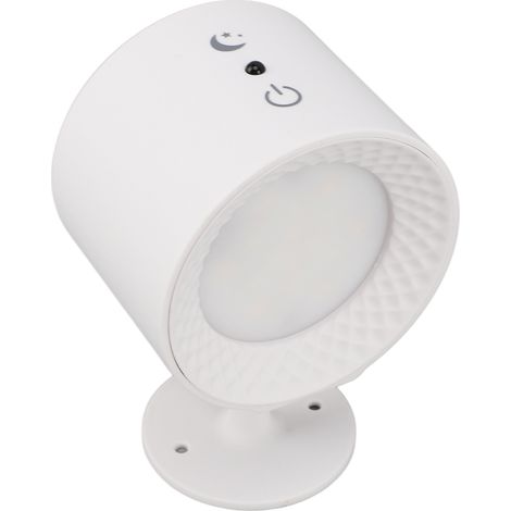 Lampadaire mural LED Blanc avec boule magnétique rotative, télécommande tactile 3 couleurs, batterie rechargeable, fixation murale (1/5)