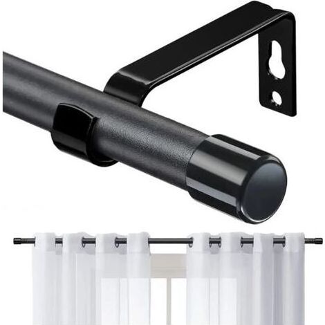 FENOPLASTICATringle à Rideaux, 76-157cm Tringle à Rideau Extensible avec Boutons Cap avec Supports Ensemble de Quincaillerie en Acier Inoxydable Réglable - 16mm de Diamètre Fenêtre Décorative pour Sal (1/5)