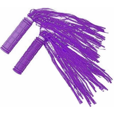 Poignées de guidon de vélo avec rubans à pompons, rubans de guidon de vélo pour enfants, rubans de guidon de trottinette violets (1/5)