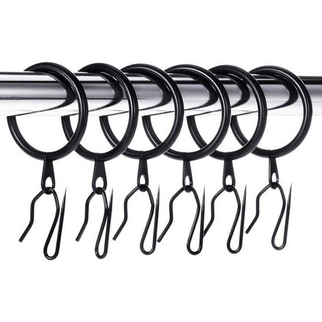30-teiliges Set stabiler, schwarzer Metall-Gardinenringe mit 32 mm Innendurchmesser (1/5)
