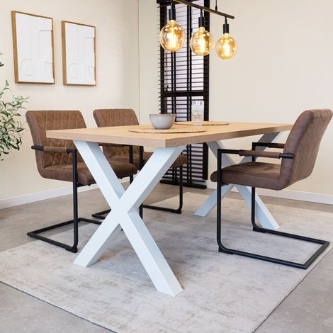 Esstisch Lenzo Rustic Oak X-Bein weiß (1/5)