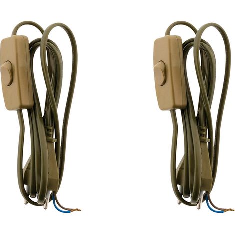 Lot de 2 cordons + interrupteur luminaire 1,5m - doré - Zenitech (1/5)