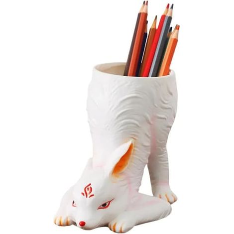 Porte-stylo multifonctionnel renard blanc 15 x 10 x 12 cm (1/2)