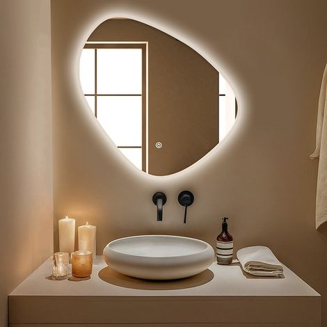 LOMAZOO Miroir de Salle de Bain Ovale 80x80cm - Éclairage LED