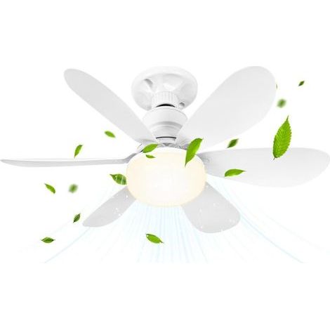 Ceiling Fan with Light and Remote Control, 30W Dimmable LED Ceiling Fan with E27 Socket, Ceiling Fan Chandelier for Bedroom, Living Room, 6 Blades, 3 Speeds, Timer [Energy Class] (1/4)