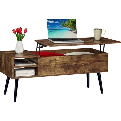 Mesa de centro con almacenamiento oculto - Tapa elevable, diseño industrial