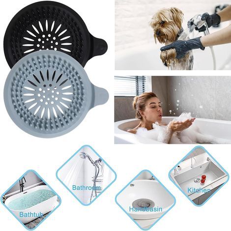 1Pcs Silicone Attrape Cheveux Douche avec Ventouse, Protection de Drain Filtre Evier, Universel Filtre à Cheveux pour Salle de Bain, (Bleu ) (1/4)