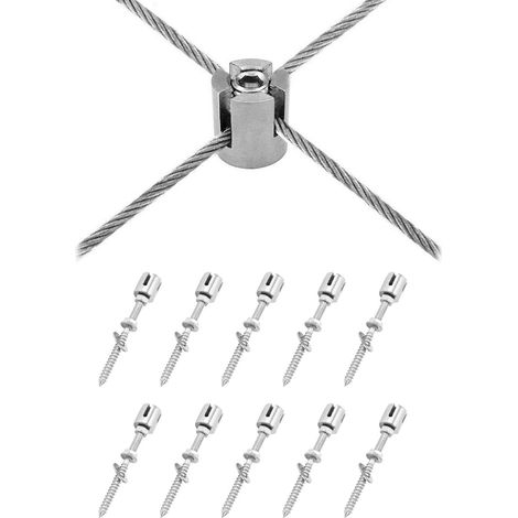 Lot de 10 clips à gorge croisée, accessoires pour câbles en acier inoxydable 316, 3 mm (1/5)