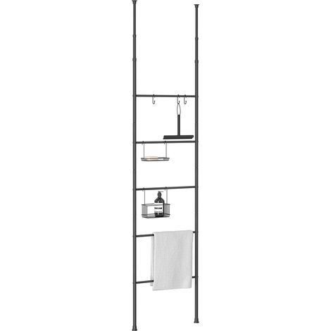Échelle de rangement extensible en métal noir – 5 bras – Fixation murale – Adaptable à toutes salles de bain – Gelco Design