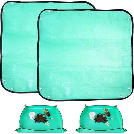2 pièces Tapis de jardinage, Imperméable, Pliable, 50x50 cm, Rempotage, Intérieur et Extérieur
