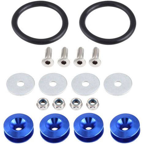 QORVA- Rondelle de pare-chocs/boulon en alliage d'aluminium pour voiture, Kit d'habillage de compartiment moteur, fixation à dégagement rapide