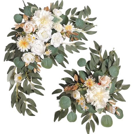 Elegante künstliche Rosen-Hochzeitsbogen-Girlande, Blumengirlande für Arrangements, Hochzeitshintergrunddekoration (1/2)