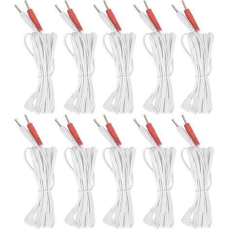 Câble à broches 2 en 1 pour appareil TENS - 10 pièces/sachet, 1,8 m, 2,35 mm (1/5)