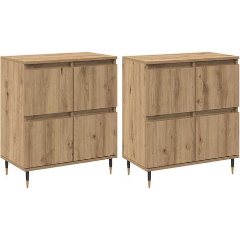 2 pcs Buffet,Bahut,Meuble de Rangements chêne artisanal 120 x 35 x 70 cm CFW61372 (1/5)