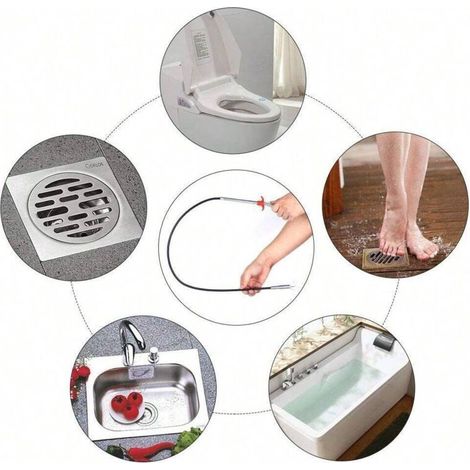 Pince flexible pliable à 4 dents pour déboucher les éviers, canalisations, toilettes et ramasser les déchets ménagers et de cuisine - 1 pièce 60 cm (1/3)