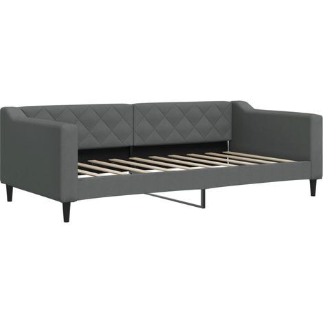 Lit simple  Lit adulte  Lit de repos sans matelas gris foncé 90x190 cm tissu