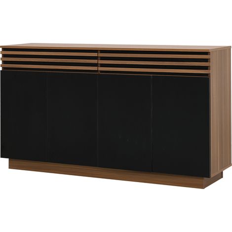 Credenza moderna 150 x 40 x 85 cm in MDF effetto legno marrone e nero con 2 cassetti e 4 ante (1/5)