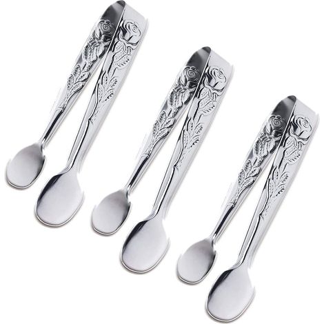 3 Pcs Mini Pinces de Service, Mini Pinces à Cube de Sucre, Argent (1/5)