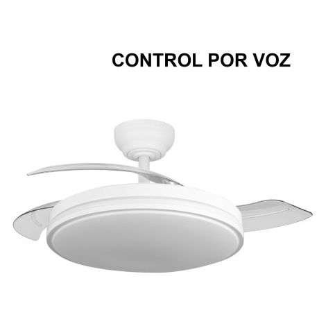 Ventilador Dc Parlatore 60w Blanco 3aspas Control x Voz 107d 6980lm 3col.remoto+reg.intensidad+temporizador+memoria