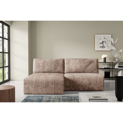 Ecksofa mit Schlaffunktion NATALIA XS in Stoff Tilia Beige Ottomane Links