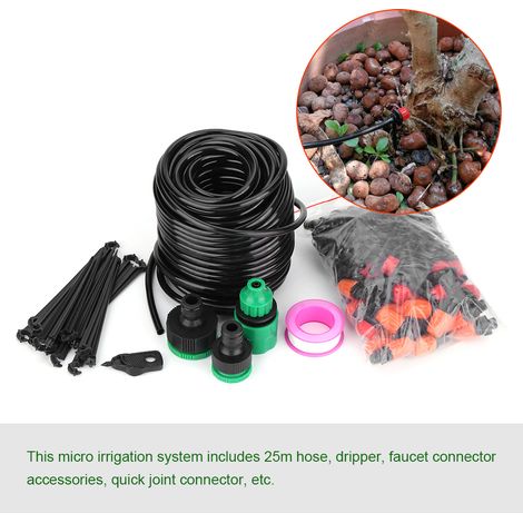 Kit d'arrosage automatique 25M tuyau micro-irrigation fine pour jardin serre plantes, système goutte-à-goutte économique (1/5)
