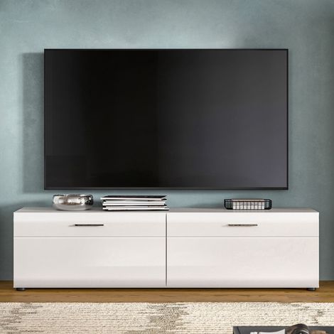 Meuble TV 2 portes 160x40x41 cm blanc - ICEDY (1/5)