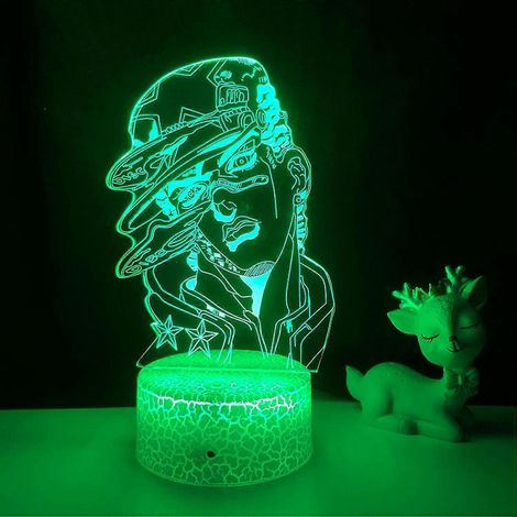 Lampe 3D illustrée style anime avec télécommande pour lit, motif bizarre pour garçons et filles -- Motif Ccrac (1/4)