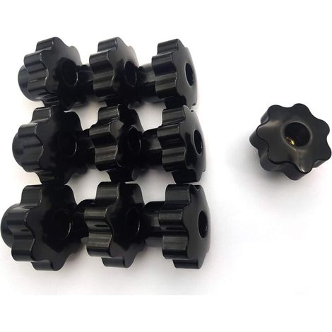 10 écrous à embase étoile M8, vis femelle étoile, manille étoile fixe femelle, bouton-poussoir pour machine-outil - Noir (1/5)