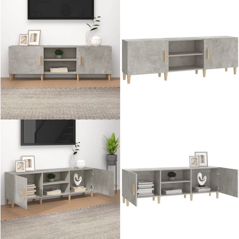 Meuble TV Gris béton 150x30x50 cm Bois d'ingénierie - Meubles Tv - Meuble Tv Gris - Meuble Tv Design - Meuble Tv Industriel - Meuble Tv Moderne - Home & Living
