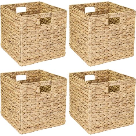 Panier de rangement, boîte de rangement tressée en jacinthe d'eau et en jonc de mer,Lot de 4,32 x 34,5 x 32 cm (1/5)