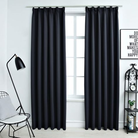 Lot de 2 Rideaux occultants，Décoration Chambre Fenêtre，Rideau Thermique Isolant avec crochets Anthracite 140x245 cm GDSVW58043 (1/5)