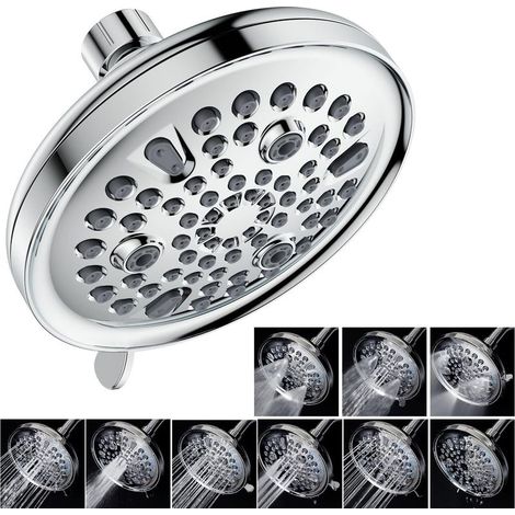 9 Modes Ronde Tete de Douche Pluie Haute Pression 13CM, Pommeau de Douche Fixes, Pommeau Douche Pluie Economie, Tête de Douche Anti Calcaire, Pommeau Universelle (1/5)