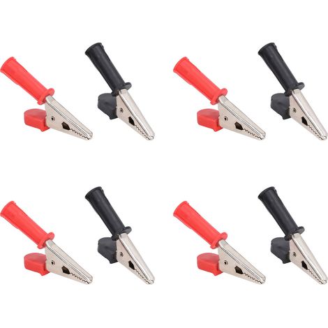 Lot de 10 Pinces Crocodile Isolées, Câbles de Test avec Douille 4mm, Ouverture 10mm, Rouge et Noir J.60046 (1/5)