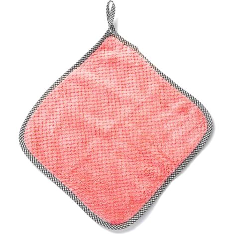 Torchon de nettoyage de cuisine avec boucle de suspension, serviette douce absorbante en molleton de corail pour salle de bain domestique rose (1/5)