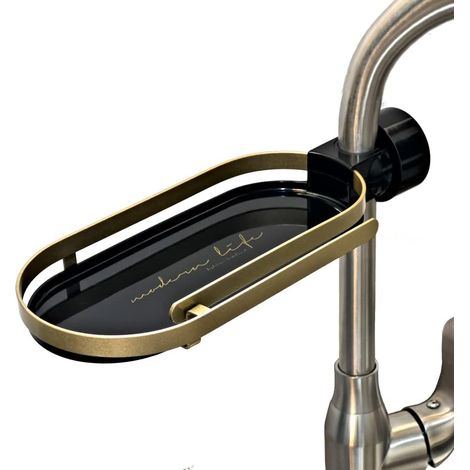 Support de rangement pour robinet, cuisine, salle de bains, évier, égouttoir en tissu éponge, support de rangement noir (1/5)