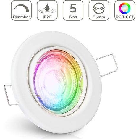 Einbauspot IP20 rund schwenkbar Sprengring - Farbe: Weiß - LED Leuchtmittel: GU10 5W RGB+CCT