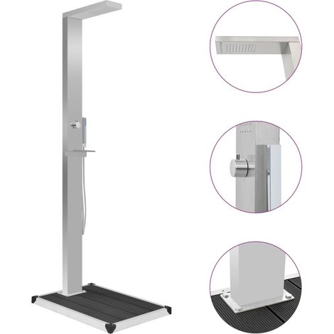 vidaXL Outdoor Shower with Tray WPC Stainless Steel (48200+48203)