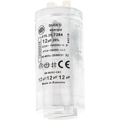 CONDENSATORE 12ΜF ORIGINALE COMPATIBILE CON LAVASCIUGA AEG - 1240344752 (1/2)
