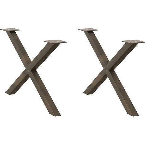 Couchtischbeine X-Form 2 Stk. Naturstahl 70x(42-43) cm Stahl